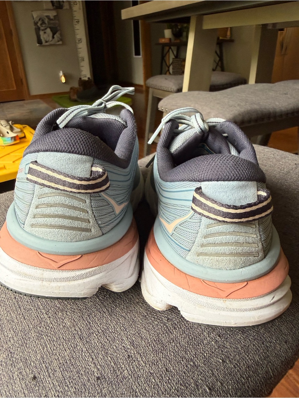 Hoka Women's Light Blue and Coral Athletic Running Shoes - Picture 8 of 8